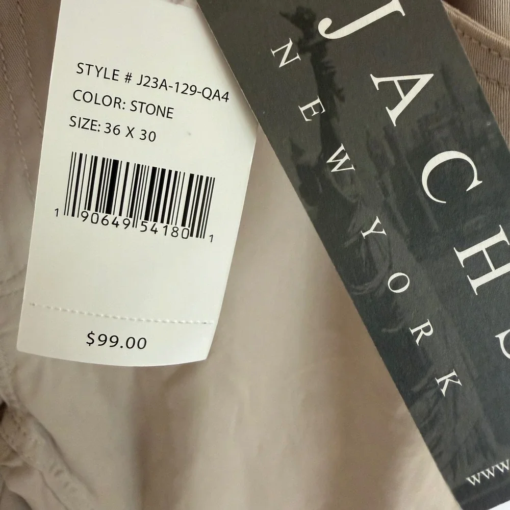 New Jachs New York Mens Slim‎ Fit 5-Pocket Pants Stone Beige 36x30 J23A-129 NWT